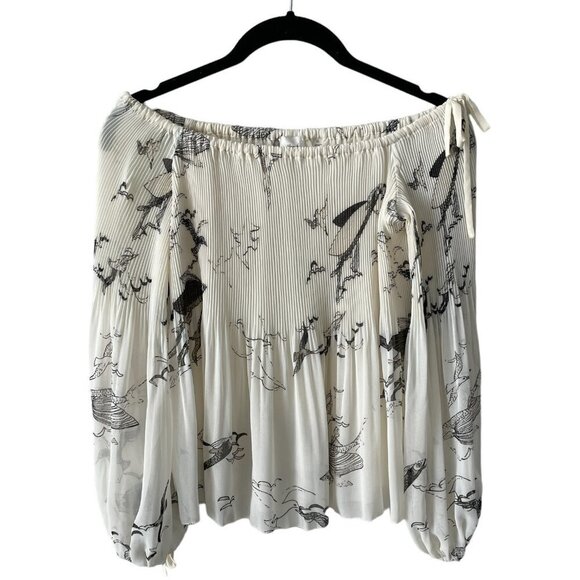 WILFRED Talence Off The Shoulder Blouse Pattern Pullover White Black XS - Picture 1 of 7